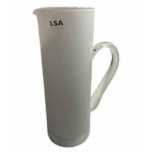 LSA Glass White Pitcher Mouth Blown 1.5 L Basis Jug Handmade Poland Sleek